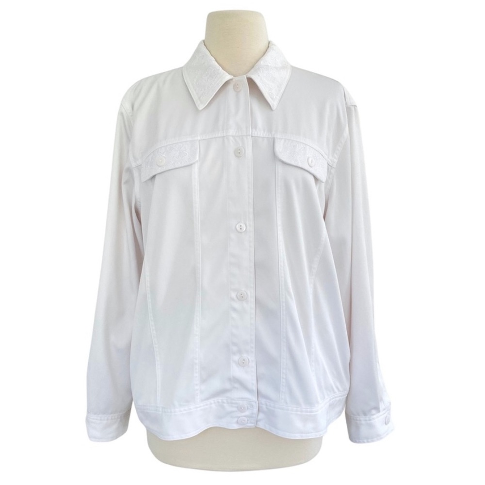 Alfred Dunner Floral Embroidered White Jacket 12